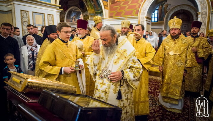 His Beatitude Metropolitan of Kiev and All Ukraine Onufry is performing a Divine service at the Holy Dormition Kiev-Pechersk Lavra on September 8