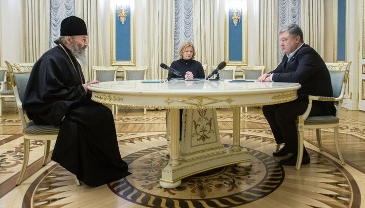 Petro Poroshenko and His Beatitude Metropolitan Onufriy of Kiev and All Ukraine