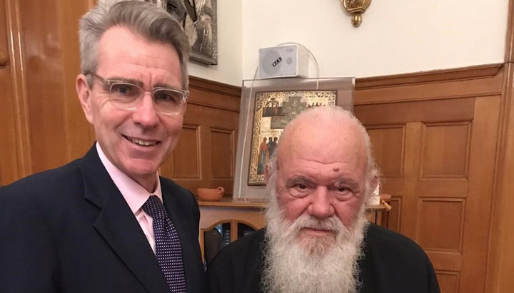 Geoffrey Payette and Archbishop Ieronymos. Photo: Twitter