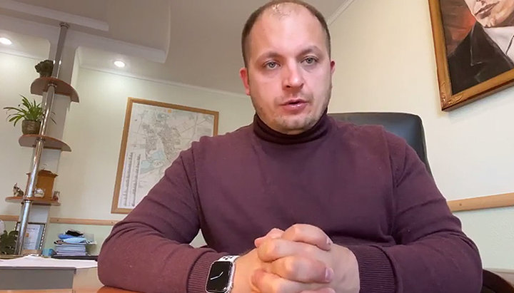 Konotop mayor Artem Seminikhin. Photo: a video screenshot of Seminikhin's Facebook page