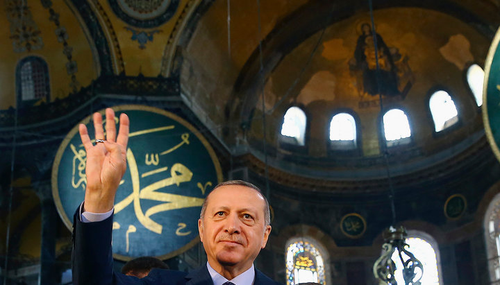 Erdogan at Hagia Sophia in Istanbul. Photo: RBC