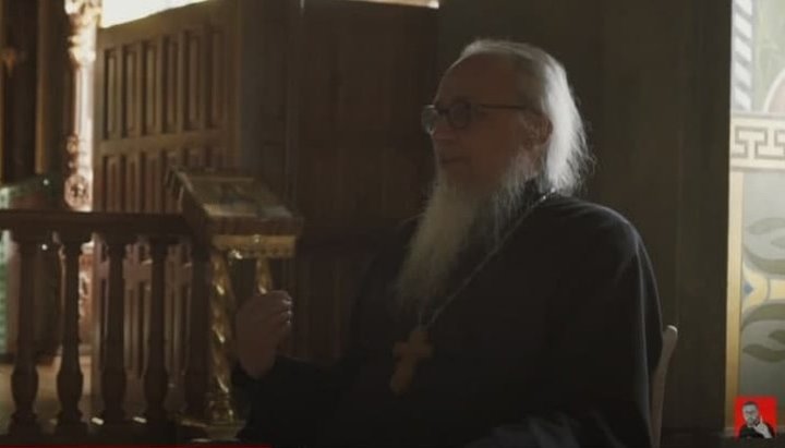 Hieromonk Gabriel, spokesman for the Pochaiv Lavra. Photo: a screenshot / youtube.com / Anatoly Shariy