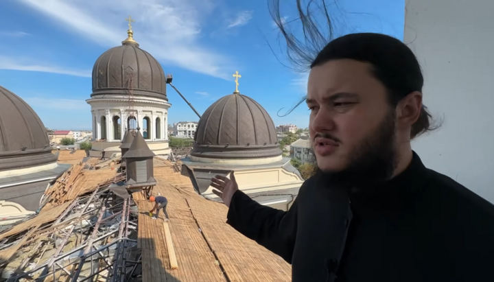 Restoration of the roof of the Transfiguration Cathedral (UOC) in Odessa. Photo: Odesa Eparchy’s Facebook page