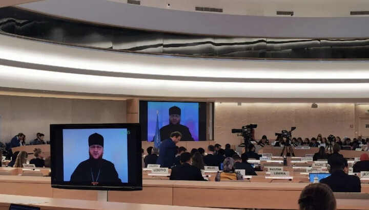 Metropolitan Feodosiy taking the floor at the UN. Photo: cherkasy.church.ua