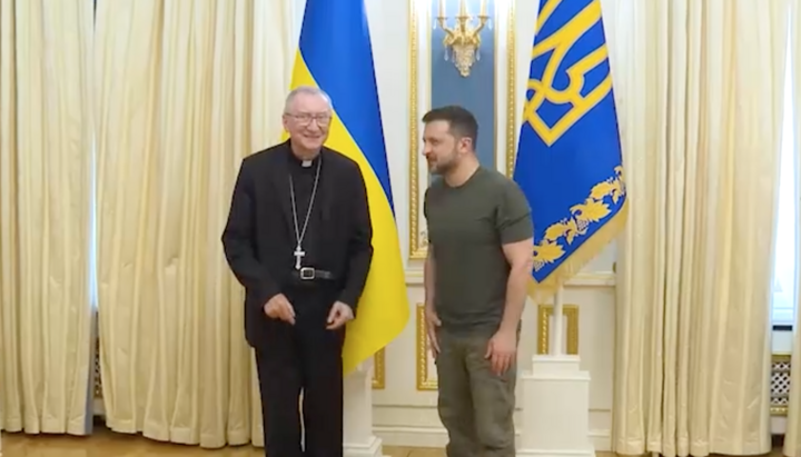 Photo: President Volodymyr Zelensky and Cardinal Pietro Parolin. Source: Office of the President video