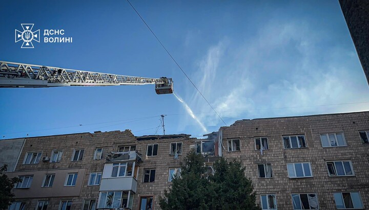 A house destroyed by a missile strike in Lutsk. Photo: the Volyn Eparchy