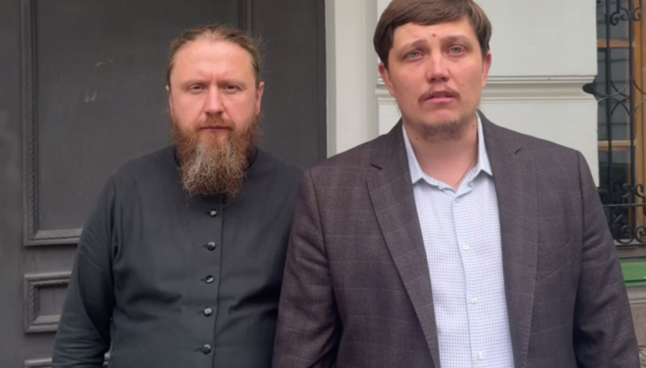 UOC lawyers, Archpriest Nikita Chekman and Father Aristarch. Photo: video screenshot t.me/nikita_chekman