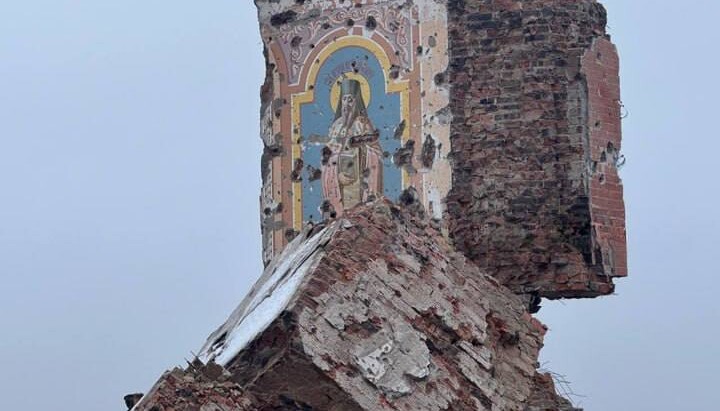 Remnants of the destroyed temple in Maryinka. Photo: Denys Kazansky's telegram channel