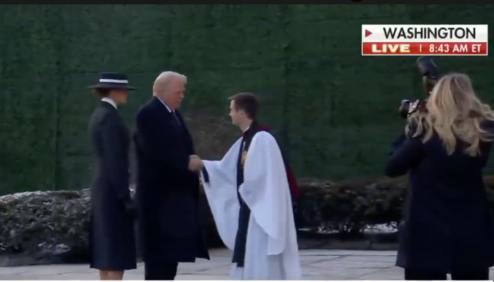 Donald Trump outside St. John’s Church. Photo: video screenshot